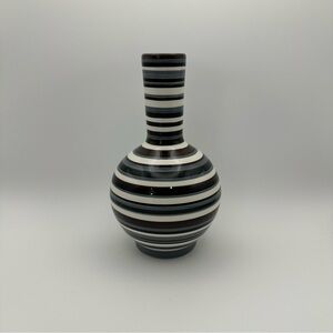 TABOO One Striped Ceramic Hand painted 7” Vase Tabletops Unlimited